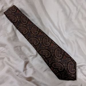 Brown red and blue paisley tie